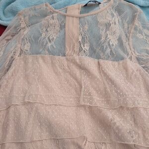 American Eagle Outfitters Lace Blouse in Cream